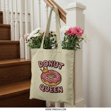 Donut Queen Tote Bag, Cute Foodie Gift, Novelty Donut Bag, Funny Queen Bag, Sweet Treat Bag, Unique Gift for Her, Trendy Tote Bag - Tawshia