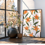 Orange Lily Wall Art Print, Floral Home Decor, Modern Flower Art, Botanical Wall Decor, Elegant Home Decor Wall Art - Tawshia