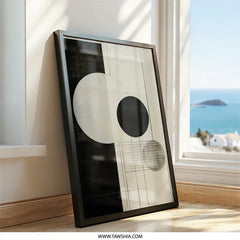 Abstract Circles Wall Art, Geometric Art Print, Modern Minimalist Art, Black and White Art, Home Decor Art, Contemporary Wall Decor - Tawshia
