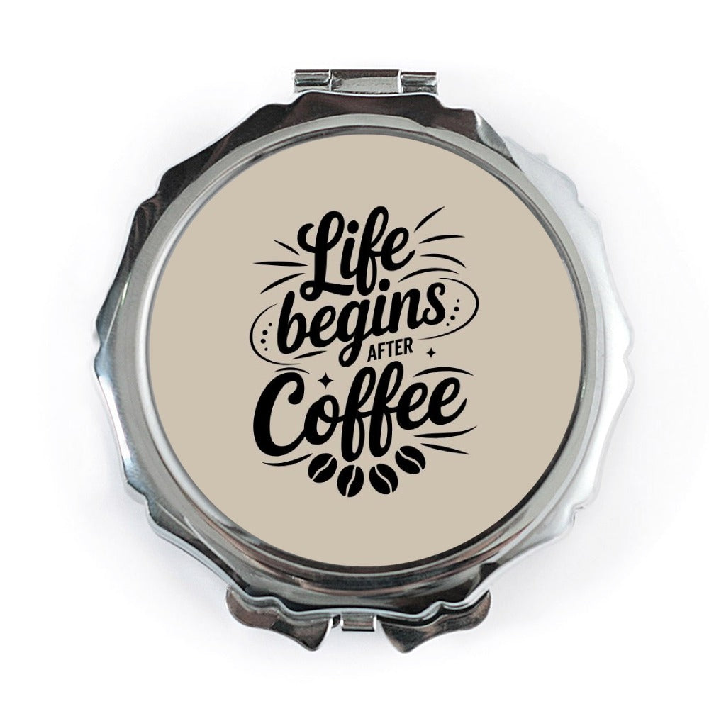 Life Begins After Coffee Pocket Mirror, Coffee Lover Gift, Inspirational Mirror, Daily Motivation, Portable Mirror, Cute Makeup Mirror - Tawshia