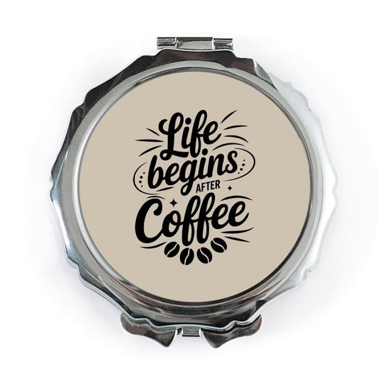 Life Begins After Coffee Pocket Mirror, Coffee Lover Gift, Inspirational Mirror, Daily Motivation, Portable Mirror, Cute Makeup Mirror - Tawshia