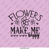 Flowers Make Me Happy, Cute Floral Pocket Mirror, Botanical Pocket Mirror, Inspirational Gift, Self-Care Mirror, Handbag Mirror - Tawshia