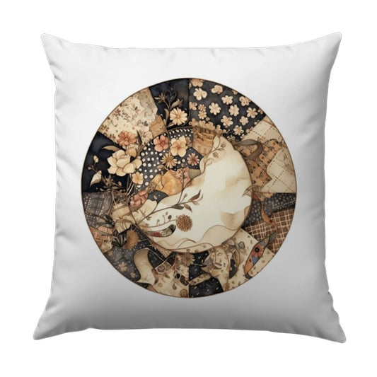 Vintage Floral Circle Pillow, Decorative Cushion, Home Decor Accent, Unique Throw Pillow, Elegant Design, Stylish Living Room Pillow - Tawshia