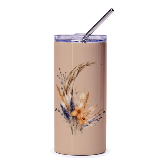 Floral Tumbler, Botanical Tumbler, Wildflower Design, Aesthetic Tumbler, Modern Tumbler, Trendy Tumbler, Beige Tumbler, Flower Tumbler - Tawshia