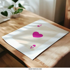 Ace of Hearts Photographic Print, Playing Card Wall Art, Minimalist Card Art, Contemporary Home Decor, Game Room Art Print, Pink Heart - Tawshia