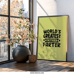 Funny Dad Framed Wall Art, Worlds Greatest Farter Print, Humorous Father's Day Gift, Novelty Gag Gift, Olive Green Home Decor - Tawshia