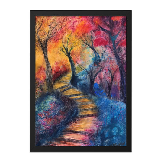 Enchanted Forest Wall Art, Colorful Landscape Print, Whimsical Pathway Painting, Trees and Nature Decor, Modern Home Artwork - Tawshia
