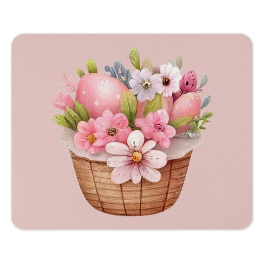 Easter Basket Mouse Pad, Floral Egg Mousepad, Spring Decor, Pastel Flowers, Cute Desk Accessories, Computer Mat, Home Office Gift - Tawshia