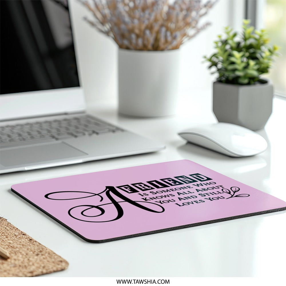 Friend Mouse Pad, Friendship Quote Gift, Best Friend Present, Motivational Mousepad, Desktop Decor, Cute Mousepad, Office Gift - Tawshia