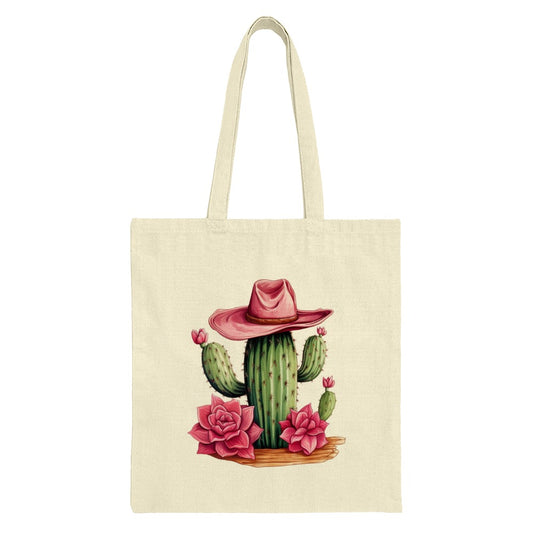 Cactus Tote Bag, Cowboy Hat, Western Tote, Desert Style Bag, Flower Tote, Plant Lover Gift, Unique Tote, Stylish Bag, Everyday Bag - Tawshia