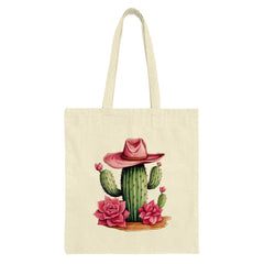 Cactus Tote Bag, Cowboy Hat, Western Tote, Desert Style Bag, Flower Tote, Plant Lover Gift, Unique Tote, Stylish Bag, Everyday Bag - Tawshia