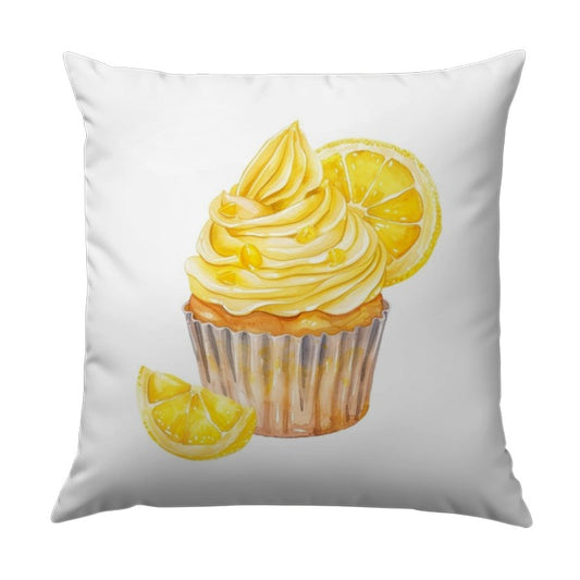 Lemon Cupcake Pillow, Foodie Decor, Kitchen Pillow, Dessert Art Pillow, Watercolor Pillow, Citrus Pillow, Home Decor Pillow - Tawshia