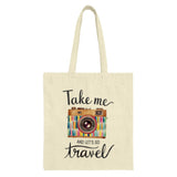 Camera Tote Bag, Travel Tote Bag, Photographer Gift, Camera Lover Bag, Retro Camera Tote, Take Me Travel Bag, Vintage Camera Handbag - Tawshia