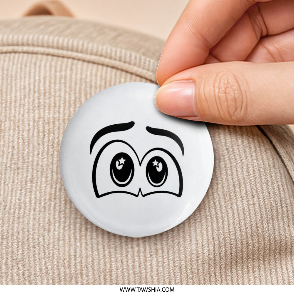 Googly Eyes Pinback Button, Cartoon Eyes Button, Cute Eye Pin, Funny Button, Anime Eyes, Star Eyes Pinback Button, Expressive Eyes - Tawshia