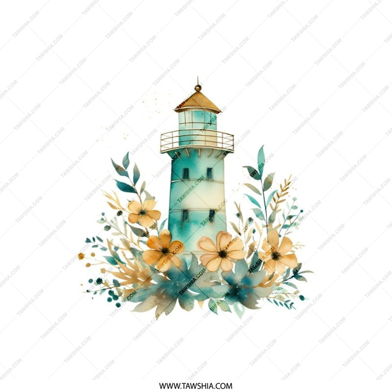 Coastal Lighthouse Pillow, Floral Accent Pillow, Beach House Decor, Nautical Theme Cushion, Ocean Lover Gift - Tawshia