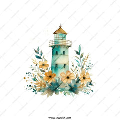 Coastal Lighthouse Pillow, Floral Accent Pillow, Beach House Decor, Nautical Theme Cushion, Ocean Lover Gift - Tawshia