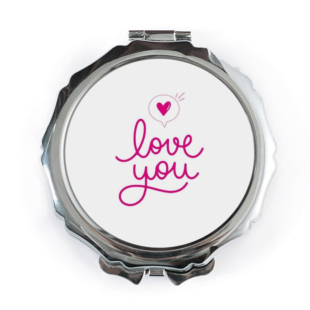 Love You Pocket Mirror, Valentines Day Gift, Anniversary Gift, Cute Pocket Mirror, Heart Mirror, Girlfriend Gift, Boyfriend Gift - Tawshia