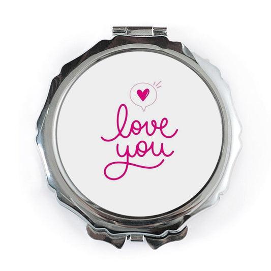 Love You Pocket Mirror, Valentines Day Gift, Anniversary Gift, Cute Pocket Mirror, Heart Mirror, Girlfriend Gift, Boyfriend Gift - Tawshia