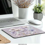 Floral Mouse Pad, Purple Flowers Mousepad, Aesthetic Desk Decor, Computer Accessory, Office Gift, Cute Mouse Pad - Tawshia