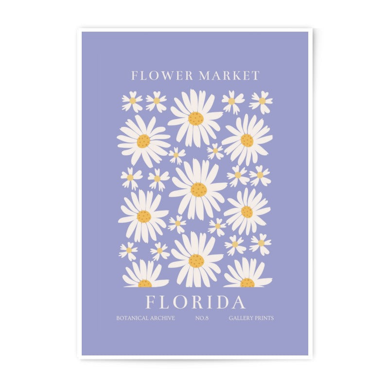 Flower Market Photographic Print, Florida Botanical Art, Daisy Wall Decor, Floral Gallery Print, Aesthetic Wall Art - Tawshia