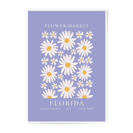 Flower Market Photographic Print, Florida Botanical Art, Daisy Wall Decor, Floral Gallery Print, Aesthetic Wall Art - Tawshia