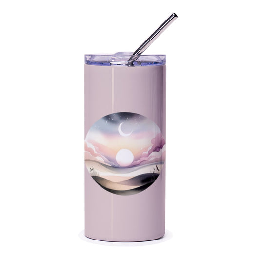 Moon Sun Tumbler, Celestial Tumbler, Pastel Landscape Tumbler, Dreamy Tumbler, Sunset Tumbler, Artistic Drinkware, Unique Gift Idea - Tawshia