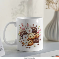Cookies and Flowers Mug, Floral Mug, Baking Mug, Foodie Mug, Gift Mug, Dessert Mug, Sweet Treats Mug, Coffee Mug, Tea Mug, Kitchen Decor - Tawshia
