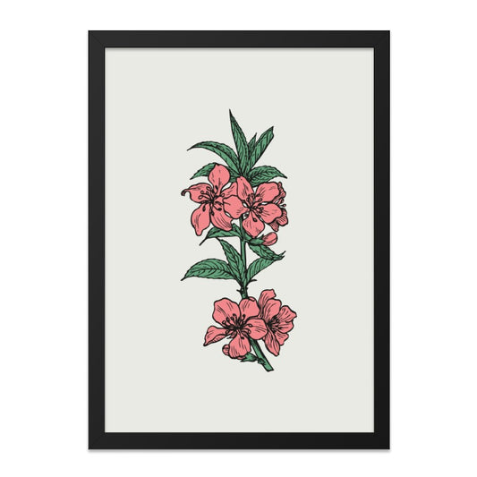 Peach Blossom Wall Art, Floral Illustration, Botanical Print, Flower Wall Decor, Pink Flowers, Spring Art, Home Decor - Tawshia