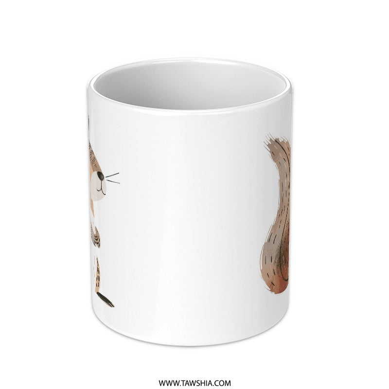 Cute Squirrel Mug, Animal Lover Gift, Forest Creature Coffee Cup, Illustrated Mug, Whimsical Home Decor, Unique Tea Mug - Tawshia