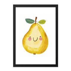 Cute Pear Wall Art, Smiling Fruit Print, Playful Kitchen Decor, Nursery Art, Kids Room, Yellow Pear Illustration, Happy Pear Art - Tawshia