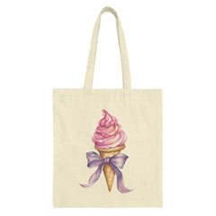 Ice Cream Cone Tote Bag, Bow Tote Bag, Pink Ice Cream, Cute Tote, Unique Tote, Gift Idea, Summer Tote Bag, Shopping Bag, Everyday Bag - Tawshia