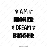 Aim Higher Dream Bigger Pillow, Motivational Decor, Inspirational Pillow, Positive Vibes Home Decor, Trendy Pillows - Tawshia