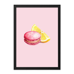 Macaron Wall Art, Lemon Print, Pink Dessert Decor, Food Illustration, Kitchen Art, Sweet Treat Art Print, Modern Wall Decor, Gift Idea - Tawshia