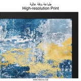 Abstract Blue and Gold Wall Art, Modern Art Print, Textured Wall Decor, Contemporary Home Decor, Living Room Art - Tawshia