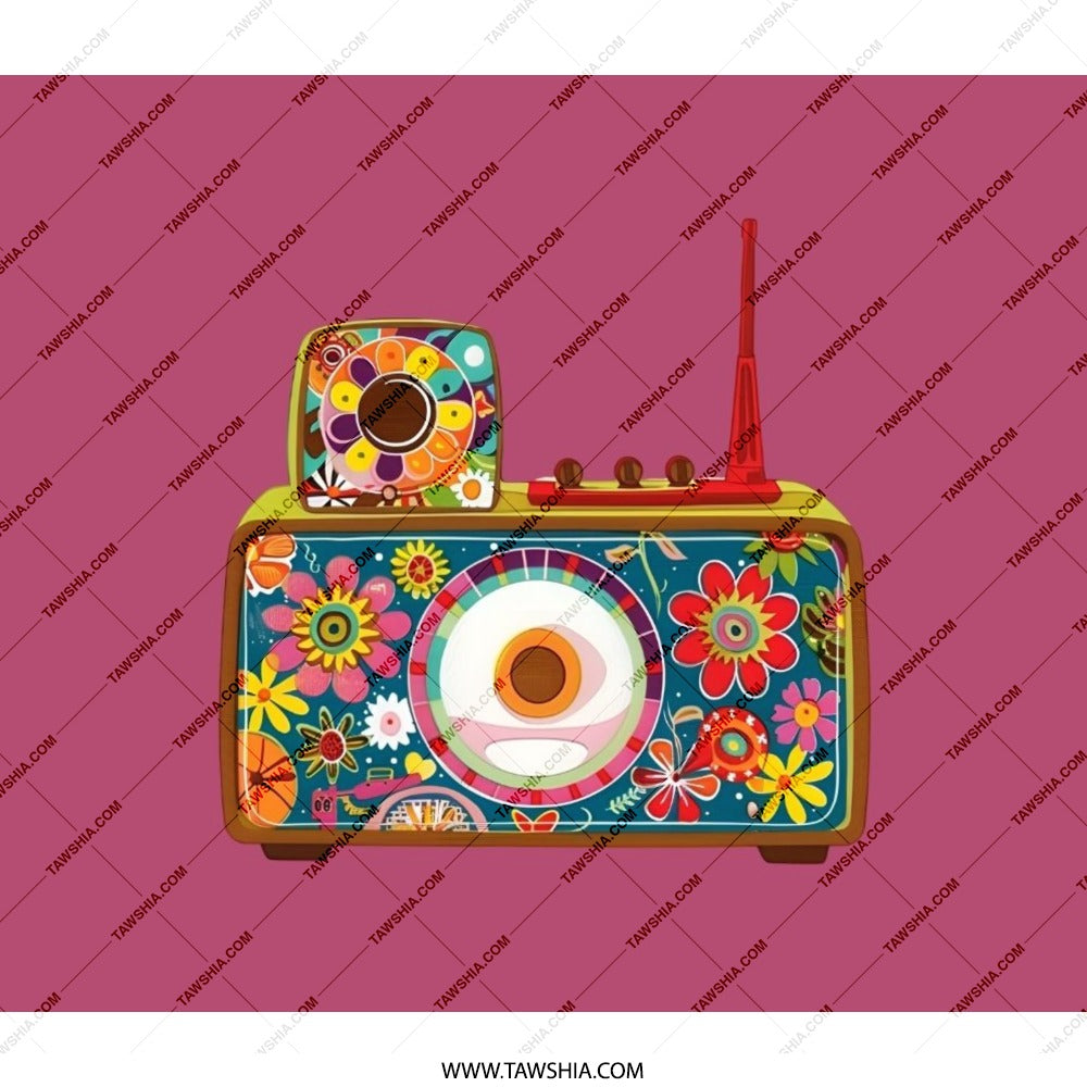 Retro Radio Backpack, Floral Pattern, Unique Design Backpack, Stylish Backpack, Casual Backpack, Gifts for Her, Backpack for Students - Tawshia