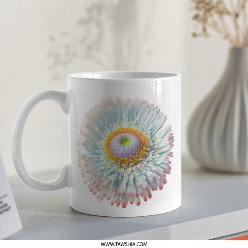 Floral Mug, Daisy Mug, Flower Mug, Botanical Mug, Colorful Flower Mug, Garden Mug, Flower Lover Gift, Unique Mug, Coffee Mug, Tea Mug - Tawshia