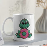 Cute Dinosaur Mug, Donut Lover, Funny Animal Mug, Coffee Mug, Gift Mug, Cartoon Mug, Novelty Mug, Tea Cup, Ceramic Mug - Tawshia