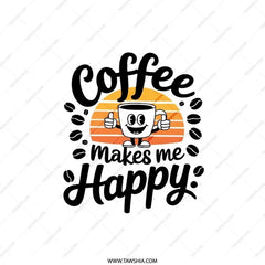 Coffee Makes Me Happy Pillow, Caffeine Lover Decor, Cute Coffee Mug Design, Home Decor, Gift For Coffee Addict, Trendy Throw Pillow - Tawshia