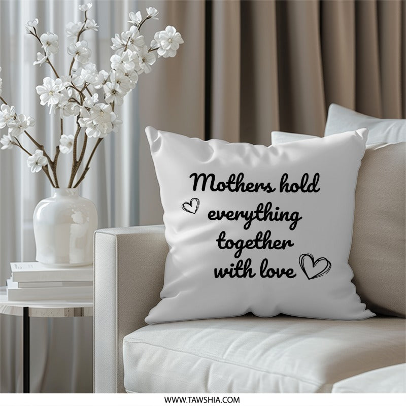 Mothers Hold Everything Together Pillow, Sentimental Mom Gift, Heart Graphic Pillow, Decorative Throw Pillow, Home Decor Accent - Tawshia