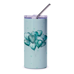 Heart Balloons Tumbler, Aqua Tumbler, Cute Tumbler, Balloons Gift, Gift for Her, Gift for Mom, Birthday Gift, Party Tumbler (134) - Tawshia