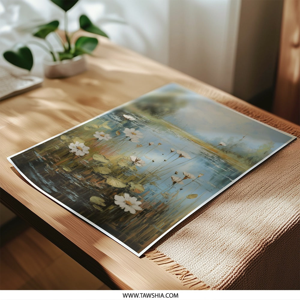 Water Lily Photographic Print, Lake Art Print, Floral Wall Art, Nature Photography, Home Decor, Gift Idea - Tawshia