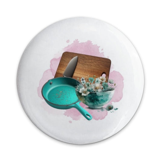 Kitchen Still Life Pinback Button, Cooking Art Badge, Culinary Decor Pin, Chef Gift, Foodie Gift, Kitchen Lover Button, Cookware Button - Tawshia