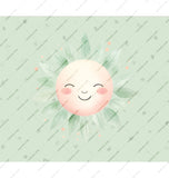 Cute Smiling Sun with Leaves Green Background product