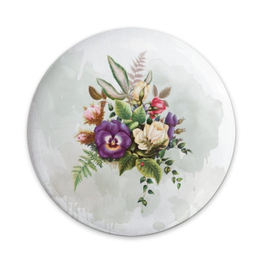 Vintage Floral Bouquet Pinback Button, Pansy Roses Design, Botanical Badge, Flower Lover Gift, Cute Button, Trendy Pinback Button - Tawshia
