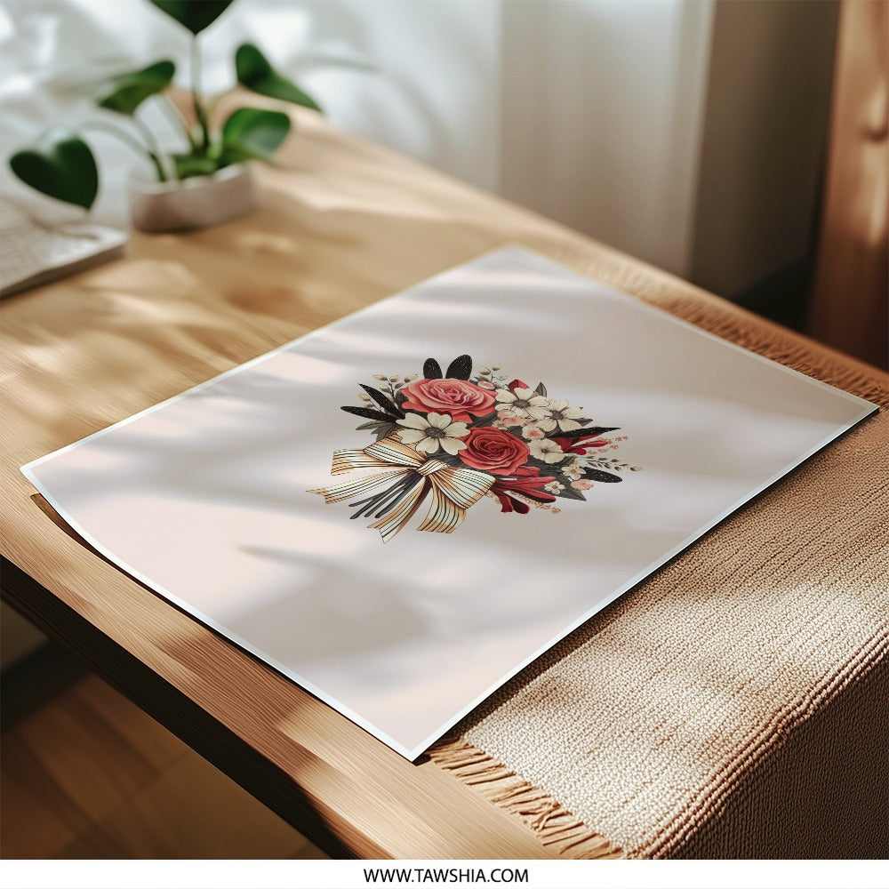 Floral Bouquet Photographic Prints, Rose and Daisy Art, Botanical Wall Decor, Elegant Home Decor, Flower Arrangement Prints - Tawshia