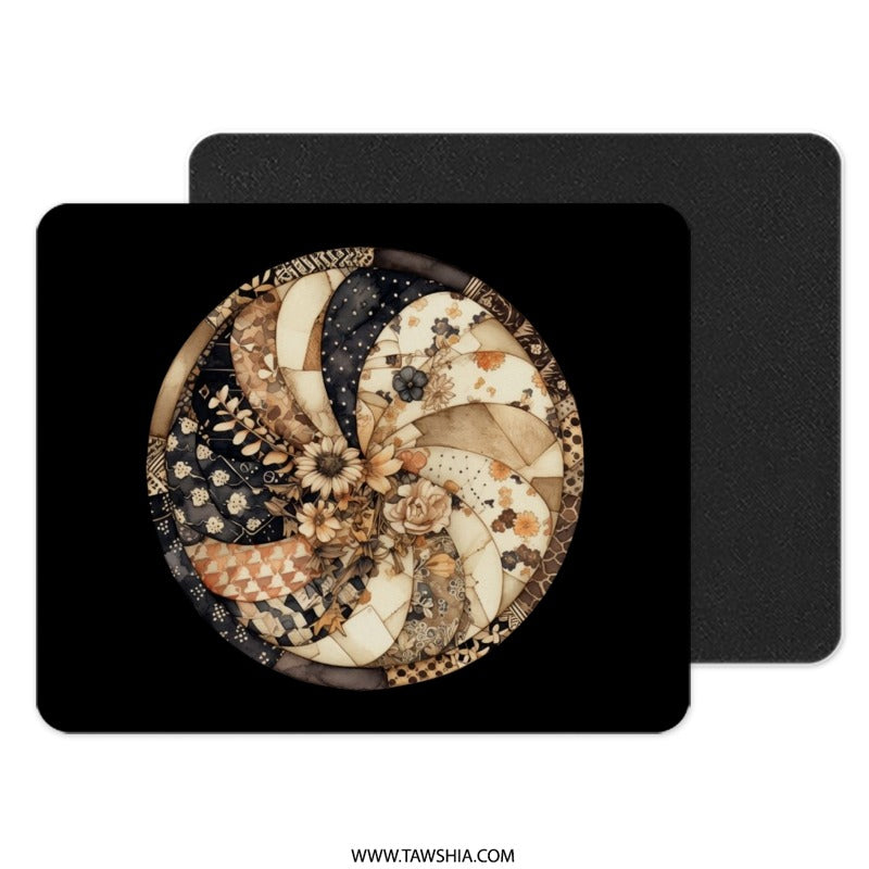 Floral Whirlwind Mouse Pad, Abstract Flower Art, Unique Computer Accessory, Home Office Decor, Stylish Desk Mat, Designer Mousepad - Tawshia