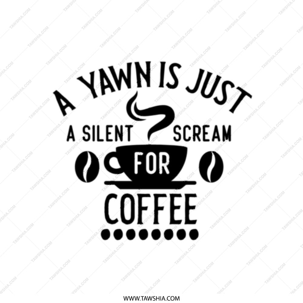 Coffee Lover Tote Bag, Funny Coffee Quote, Yawn Scream Coffee, Caffeine Addict, Book Bag, Reusable Grocery Bag, Shopping Bag - Tawshia