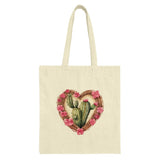 Cactus Heart Tote Bag, Floral Wreath Bag, Succulent Plant, Desert Decor, Gardening Gift, Boho Style, Nature Lover, Trendy Bag - Tawshia
