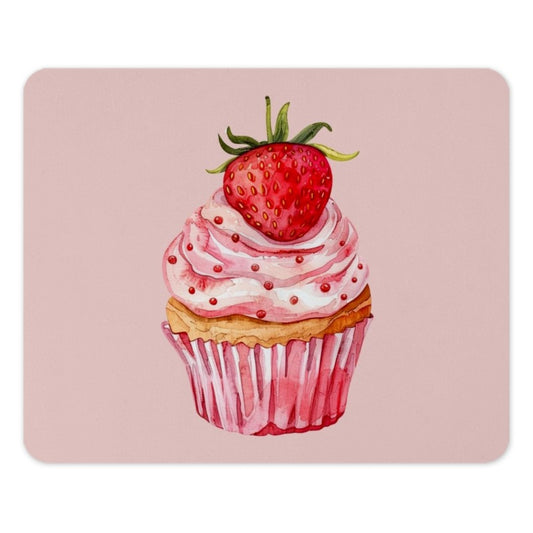 Strawberry Cupcake Mouse Pad, Watercolor Painting Mousepad, Cute Desk Accessory, Foodie Gift, Office Decor, Kawaii Style Mouse Pad - Tawshia