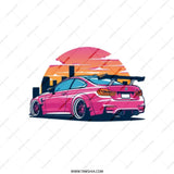 Pink BMW Car Tote Bag, Sunset Design Tote, Automotive Gift Idea, Car Enthusiast Tote, Stylish Everyday Bag, Trendy Shoulder Bag - Tawshia